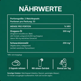 Nährwerte Kuro Oregano-Öl mit Schwarzkümmelöl