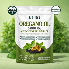Kuro Oregano-Öl 6.000 mg mit Schwarzkümmelöl, laborgeprüft, 60 Tage Geld zurück